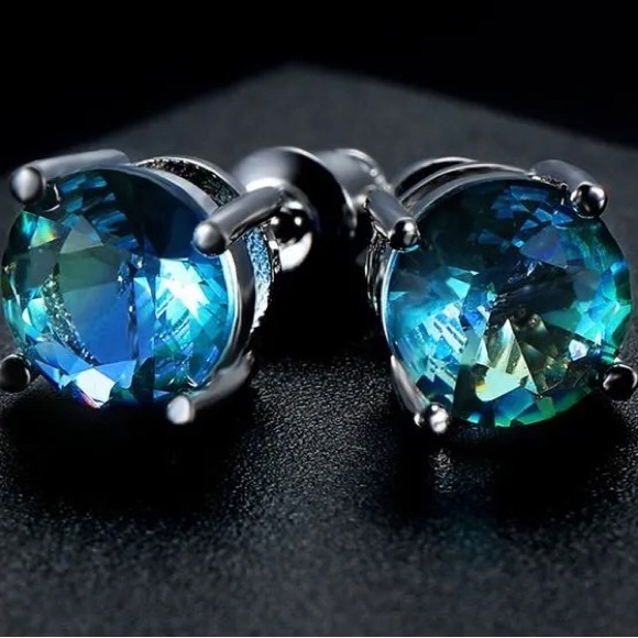 Aquamarine 925 sterling earrings - Picture 3 of 7